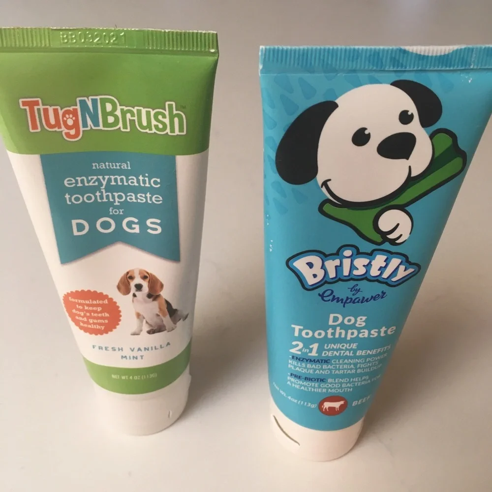 Natural pet dental kit cat dog toothpaste finger brush and auto brushing toy